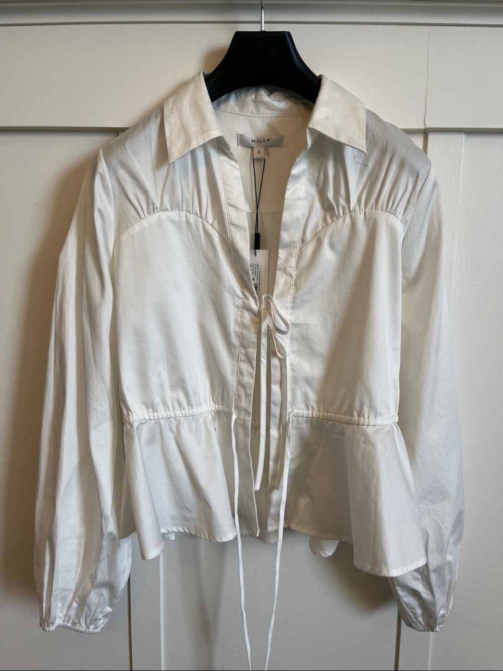 MILLY WHITE PEPLUM SHIRT S